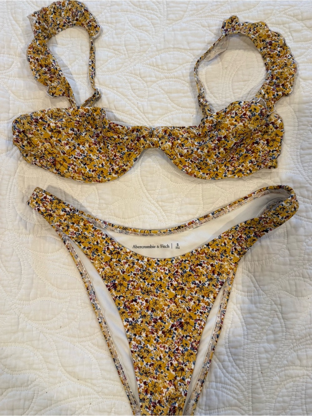 Abercrombie & Fitch Yellow Floral Bikini Set